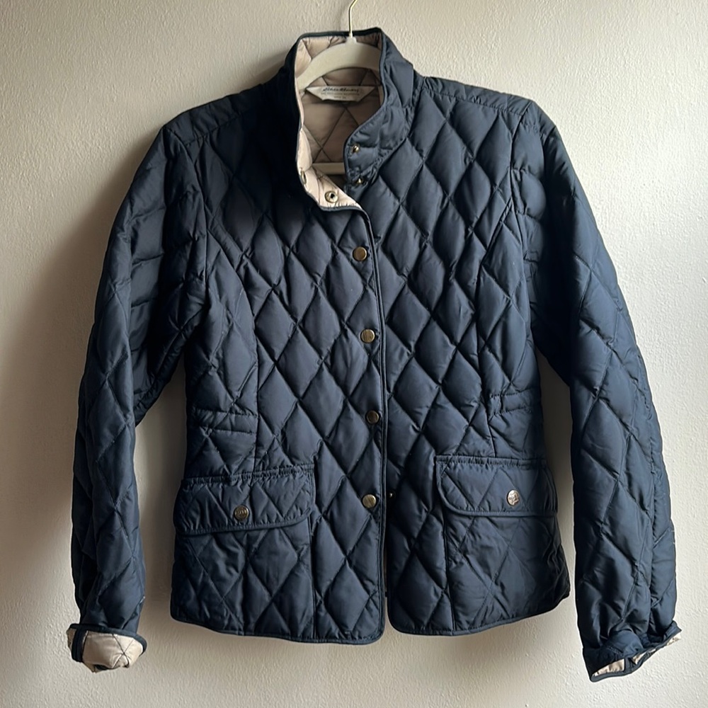 Eddie Bauer Quilted Button-Up Jacket. Black